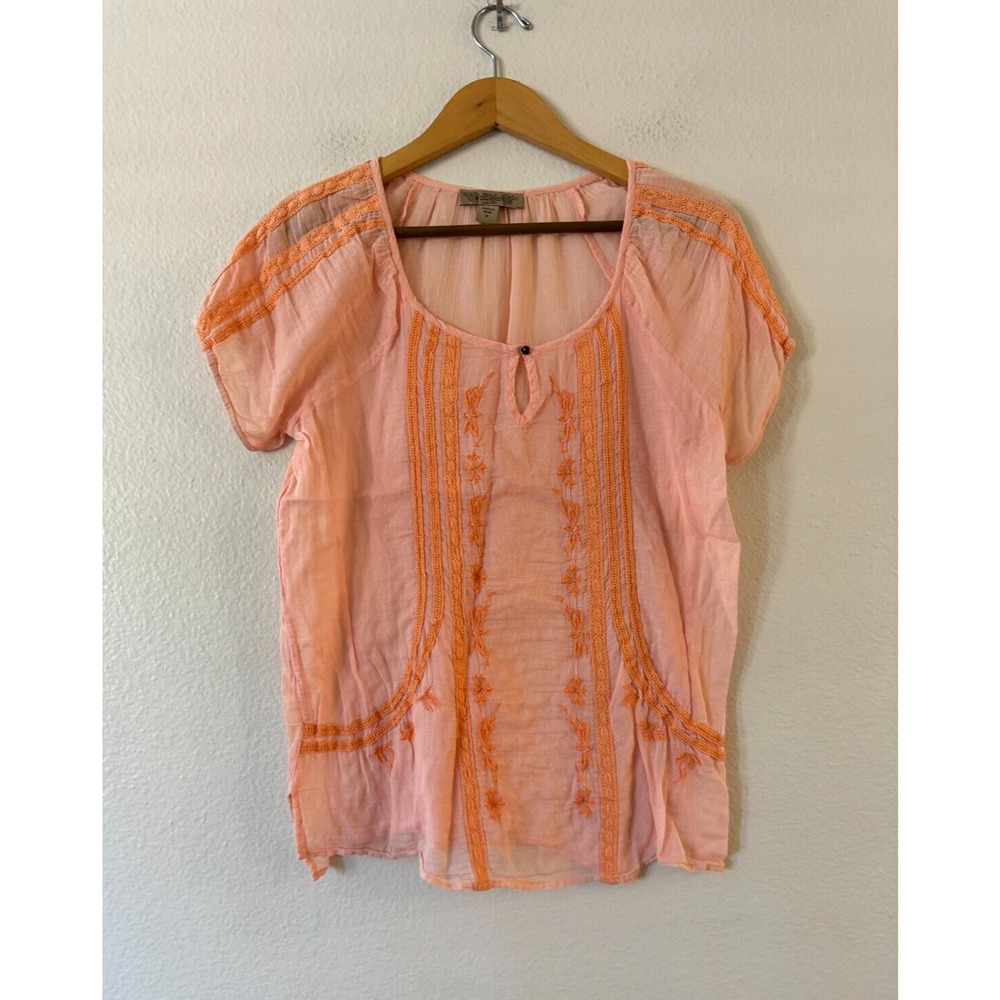 Nine West Vintage America Embroidered Boho Peasant Blouse